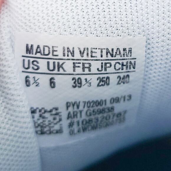 Adidas Samoa White Leather 3 Stripe Shoe Size 6.5 Run Large Shimmering 3-Stripe - Picture 8 of 8